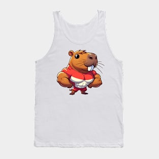 Cute Muscular Capybara Illustration Tank Top